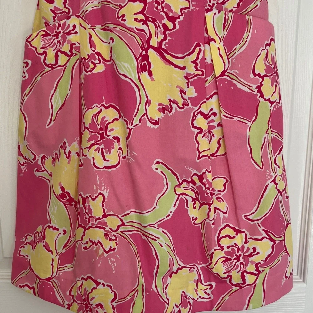 Lilly Pulitzer ClassicPink and Yellow Strapless Floral Dress With Slash Pockets - Picture 3 of 16